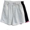 Calça Shorts de Algodão Puro Roxo de Cintura Alta Wide Leg Redutora de Idade Feminina Verão 2025 Calças Finas de Algodão Calças Largas Casuais