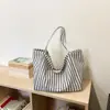 Bolso Tote Rayado de Alta Gama Transfronterizo Japón y Corea Nuevo 2026 Versátil de Hombro Único Bajo el Brazo Bolso de Mano de Gran Capacidad