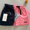 Pantalones cortos de verano para niños y niñas, modernos, infantiles, de tendencia, estilo coreano, con parche de letras, cincha, deportivos, de longitud media