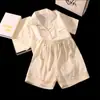 Pijamas de Algodón Nube para Mujer Verano Delgadas Lindas de Dibujos Animados Manga Corta Shorts Sueltos Conjunto de Ropa para Casa de Celebridad de Internet Se Puede Usar Afuera