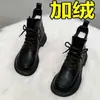 Botas Martin para Mujer Estilo Británico 2026 Otoño/Invierno Nuevas Negras Con Felpa Adelgazantes Botines Cortos Suela Plana Cremallera Lateral Versátiles Botas Individuales