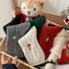 Meias de Urso de Natal para Mulheres, Meias Grossas de Lã de Cano Médio, Meias de Natal Trançadas para Outono e Inverno, Meias Largas Bordadas Modernas
