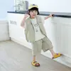 Conjunto de Tres Piezas de Verano con Cara Sonriente para Niños 2026 Nuevo Atuendo Casual de Moda para Niños Ropa Elegante para Niños