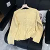 Cardigan Suave de Manga Longa Estilo Coreano para Primavera e Outono, Suave e Macio, Doce, Elegante, Preguiçoso, Suéter Curto, Suéter de Tricô Renda Vazado