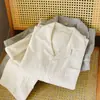 Pijama de Algodón y Lino para Hombre de Primavera y Otoño, Manga Larga, Pantalón Largo, Conjunto de Color Sólido, Holgado, Delgado, Talla Grande, Ropa de Casa de Lino