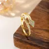 Suministro Exclusivo Transfronterizo de Uñas, Anillos de Corazón de Zirconia Estilo Europeo y Americano, Diseño Abierto de Nicho de Lujo Ligero, Anillos Ajustables Estilo Ins