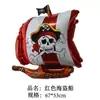 Novo modelo de balão de navio pirata em alumínio, formato de caveira de balão de navio pirata, decoração de festa de Halloween