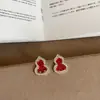 Brincos de Cabaça Vermelha Exquisitos e Compactos para Mulheres, Novo Estilo Chinês, Luxo Leve, Moda Retrô, Tendência, Brincos Versáteis para o Dia a Dia