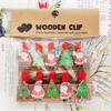 Clip de Papá Noel de dibujos animados para colgar fotos, clip de madera para sellar té, clip de madera, tarjeta de florería navideña, clip para árbol de Navidad