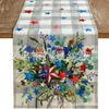 4 de Julio Día de la Independencia Camino de Mesa Transfronterizo Caliente Flor Mariposa Mesa de Comedor Mesa de Café Decorativo Antideslizante Lino Camino de Mesa