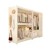 Estante Armario Habitación de Alquiler para el Hogar Almacenamiento de Ropa Montaje Sencillo de Pie Multifuncional Perchero de Acero Abierto