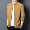 Cárdigan de punto con cremallera y cuello alto 100% lana pura para hombre, suéter de lana para otoño e invierno, engrosado y cálido, prenda de abrigo para hombre