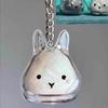Caja de Almacenamiento Transparente con Pelo de Conejo Forma de Conejo Colgante de Gashapon Decoración Caja Commemorativa a Prueba de Polvo Juguete de Colección