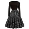 D comércio exterior transfronteiriço outono einverno novo europeu e americano retro mulheres em torno do pescoço manga comprida preto vestido de impressão de feitiço