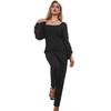 Bai Fen Zhi YiAmazon Otoño e Invierno Patchwork Europeo y Americano Ajuste Delgado Ropa de Mujer Elegante Manga Larga Cuello Cuadrado Mono Negro