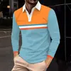 Camisa polo para hombre 2026, transfronteriza, de manga larga, estilo europeo y americano, color block de moda, modelo nuevo de polo