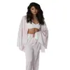 Pijama de Verano Nuevo Estampado de Encaje con Cordones Holgado, Cómodo y Suave para Mujer, Ropa de Casa que se Puede Usar Afuera, Europeo y Americano Transfronterizo 2025