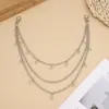 Joias Transfronteiriças Europeias e Americanas Pingente de Caveira Personalizado Corrente para Calça Moda Estrela de Cinco Pontas Acessórios Corrente Multicamadas Corrente de Cintura de Metal