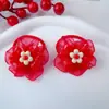 2026 Ano Novo Vermelho Estilo Chinês Flor Vermelha Prendedor de Cabelo para Meninas, Fofo Pompom Flor Corda de Cabelo Acessório de Cabelo para Bebês Meninas