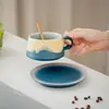 Taza y Platillo para Café Latte Transfronterizo, Taza de Cerámica con Color Bajo Esmalte, Taza de Agua Hecha a Mano, Regalo para Eventos Corporativos y Aperturas de Negocios