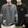Sudadera de Cuello Redondo para Hombre, Marca de Tendencia Otoñal, Versátil Estampada Holgada de Manga Larga, Atuendo Unisex para Pareja, Top de Estudiante