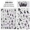 Adesivo de Unha Cruz Estilo Gótico Letras Inglesas Góticas Planas Adesivo para Nail Art DIY Joia Dh954
