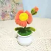 Planta Pequeña Linda en Maceta Producto Terminado, Decoración para Escritorio de Coche, Regalo para el Día del Maestro, Palo Retorcido, Flor Mini Hecha a Mano, Corazón Femenino