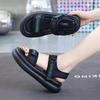Sandalias tipo pan casual de alta gama para mujer, nuevo verano 2025, suela gruesa, velcro, zapatos de playa, zapatos romanos tipo bizcocho
