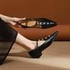 807-5 Zapatos de Salón Pequeños Chanel con Punta de Perla Nuevos Super Moda Personalidad Zapatos de Salón con Tacón Medio de Punta Calzado para Mujer