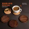 Porta-copos de Madeira Maciça Nogueira Preta com Gravação de Logo Criativo, Bandeja de Chá de Madeira Suporte para Xícaras, Tapete de Chá, Porta-copos de Madeira para Chá, Protetor de Calor Estilo Japonês