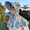 Chal de Tela de Flores de Verano Sombrero Parasol Máscara Protección para el Cuello Protector Solar Sombrero Integrado Conducción Ciclismo Sombrero de Sol de Color Floral