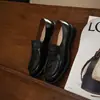 Mocasines de Piel de Becerro de Primera Capa para Mujer, Estilo Nuevo Otoño e Invierno, Piel Genuina por Dentro y por Fuera, Punta Redonda, Tacón Medio Grueso, Zapatos Planos Bajos para Mujer
