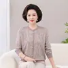 Suéter de punto de primavera y otoño para madre, camiseta elegante de manga larga, ropa para mujeres de mediana edad y mayores, top de otoño ligero, elegante y moderno