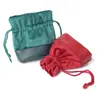 Bolsa de joyería de terciopelo con cordón, bolsa de almacenamiento para pulseras y brazaletes coleccionables, bolsa de terciopelo empalmada con cuero PU de fondo redondo