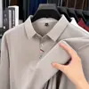 Transmissão ao vivo mais vendido camisa polo masculina de manga comprida outono novo estilo moda casual cor sólida gola lapela manga comprida camiseta top masculino