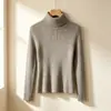 Suéter feminino de gola alta, moda outono feminina, camisa básica elegante, blusa de tricô de manga longa lisa para mulheres