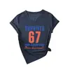 Sobreviveu 67 mano estação europeia ebay amazon moda personalidade divertido feminino gola V manga curta camiseta