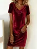 2026 Tiktok Comércio Transfronteiriço Amazon Comércio Exterior Europeu e Americano Novo Estilo Elegante Ajuste Slim Vestido Feminino de Veludo de Comprimento Médio