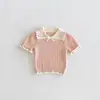 Ropa de Verano para Bebés 2026: Blusas Delgadas de Manga Corta para Niñas, Ropa con Cuello Tejido para Bebés y Niños Pequeños