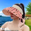 Sombrero de Concha para Ciclismo al Aire Libre con Protección Solar, Sombrero de Sol Plegable Floral de Ala Ancha, Sombrero de Sol de Verano para Playa con Parte Superior Abierta