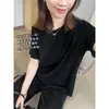 Alta qualidade! Terno de acetato finíssimo de verão, amor verdadeiro, emagrecedor, fresco, calça de 9 pontos, camiseta de renda de manga curta H070303