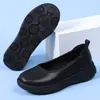 Sapatos Prontos para Enfermeiras Femininas, Couro Genuíno, Sola Macia, Preto, Outono, Respirável, Antiderrapante, Sola Plana, Não Cansativo, Sapatos Médicos Versáteis, Transfronteiriço