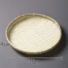 Pá de Bambu Trançado Feita à Mão Bandeja de Secagem Estilo Fazenda Cesta para Chá de Frutas Armazenamento de Cozinha Cesta para Pão Cozido Redonda