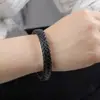 Pulsera trenzada de cuerda de cuero para joyería original, joyería de acero de titanio, pulsera de acero inoxidable para hombre, pulsera de piel de vaca europea y americana, venta al por mayor
