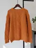 Otoño e Invierno Nuevo Cuello Redondo Retro Cuadros Tejido de Punto Trenzado Suéter Estilo Coreano Holgado Estilo Perezoso Prenda de Punto Superior Ropa de Mujer