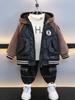Chaqueta de Forro Polar para Niños 1023 Nuevo Estilo Otoño e Invierno 2026 Sudadera con Capucha de Piel Patchwork para Niños Ropa de Moda
