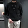 Suéter japonés para hombre, otoño e invierno, cálido, grueso, con botones, cuello medio alto, suéter holgado, prenda interior, top de moda