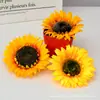 Flor de Girasol Artificial de Pétalos Finos Cabeza de Flor Falsa Decoración de Girasol Estilo Tema Monet Pared de Registro Foto