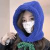 Gorro Balaclava Estilo Coreano para Mujer Gorro Tejido de Punta Protección para las Orejas Cálido Gorro de Lana Engrosado Cara Visible Gorro Pequeño Pullover