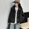 Jaqueta de couro marrom escuro para meninas, nova coleção outono 2026, jaqueta curta para crianças maiores, look de outono estilo coreano, cardigã infantil